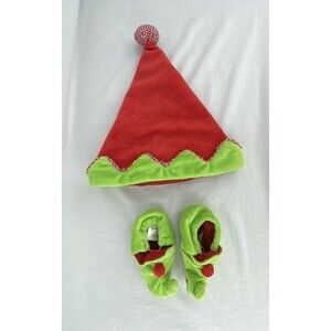 Hallmark Babys First Christmas Elf Hat and Bootie Set 0 -12 Months Red Green